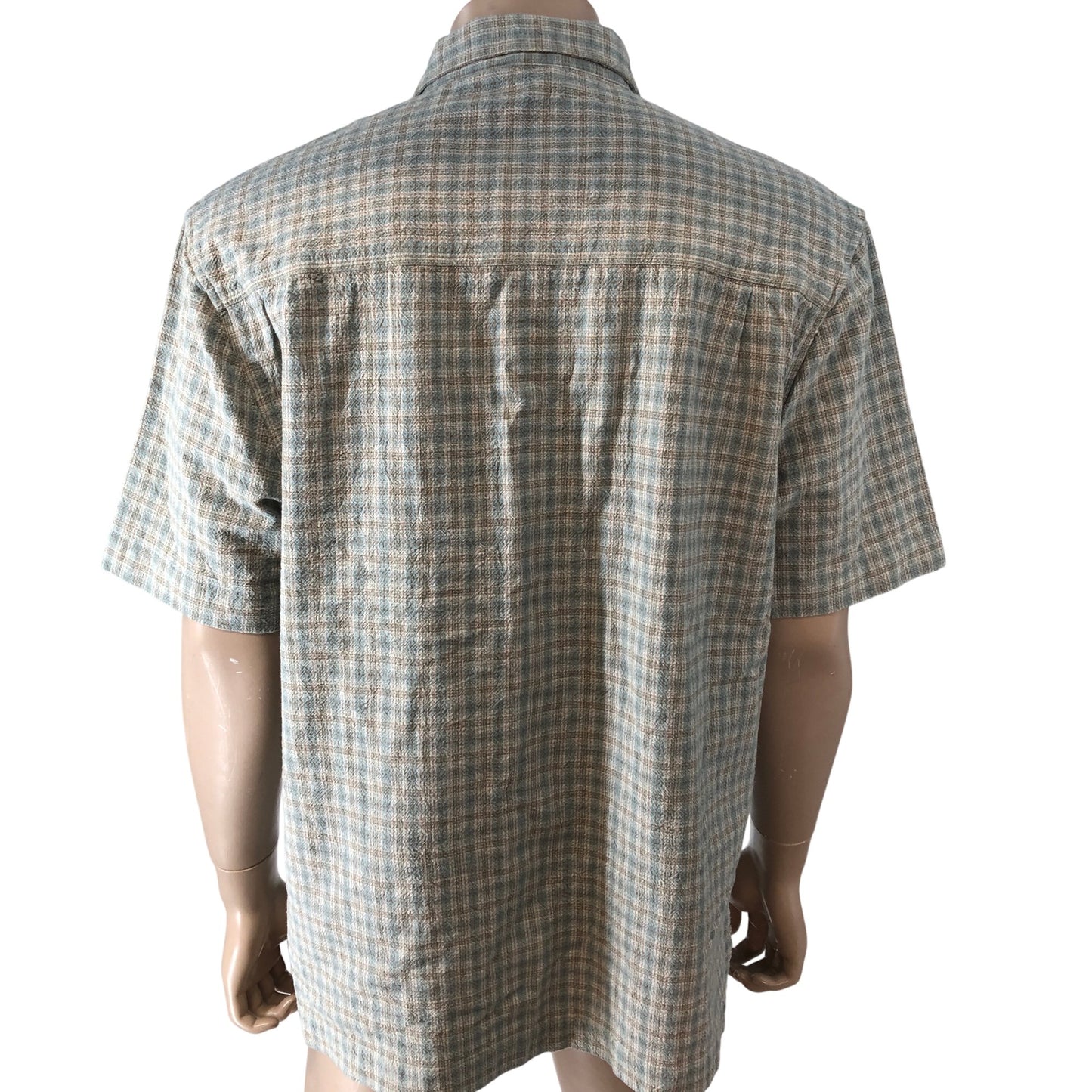 RIVER ISLAND Short Sleeve Shirt Size M Men's Check Cotton Textured Blue