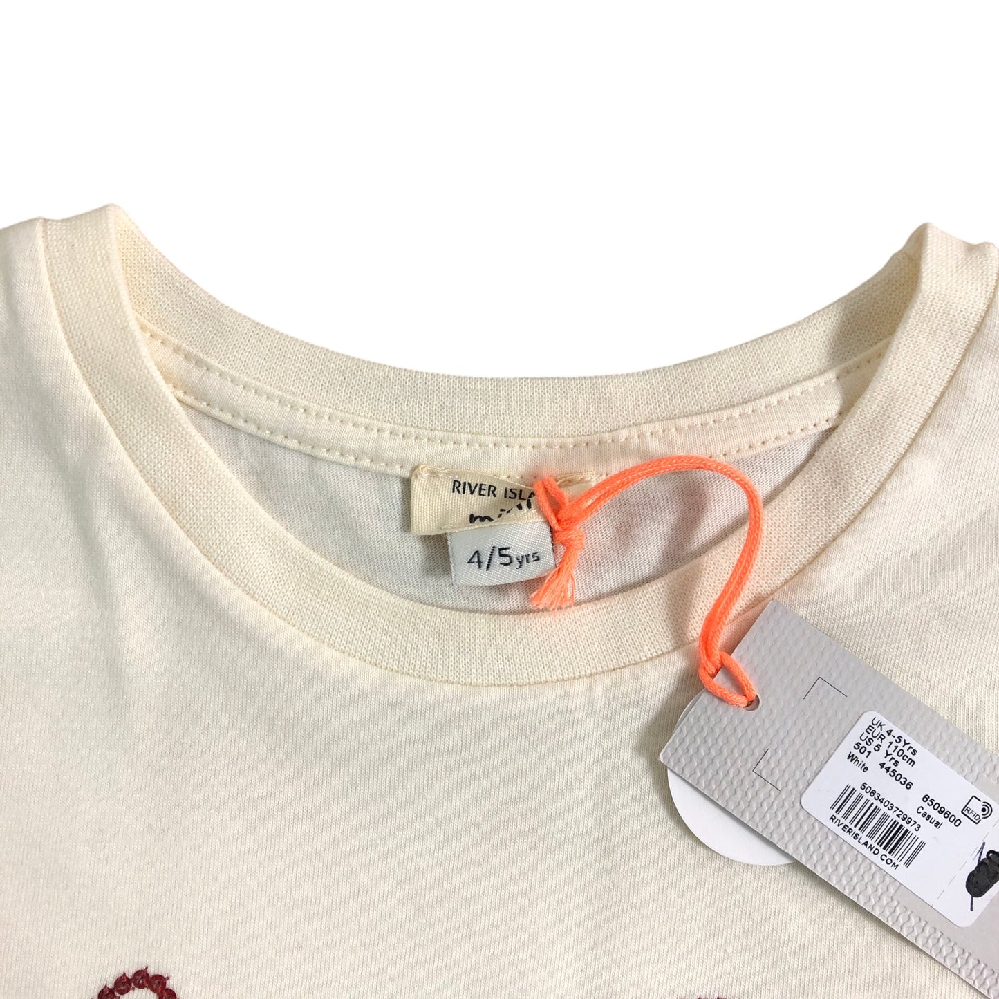 RIVER ISLAND Casual T-Shirt UK4-5 Years Kid's Graphic Crab Print Cream