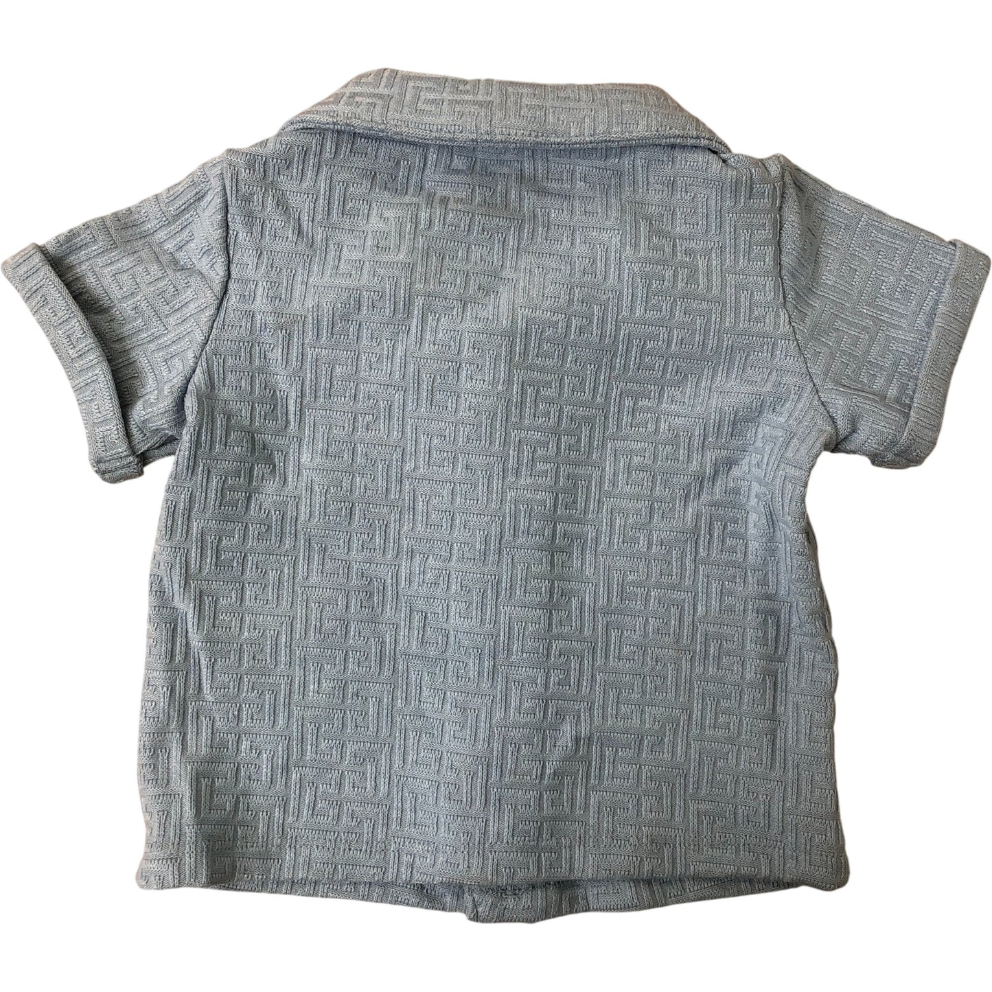 River Island Baby Boy Short Sleeve Shirt 0-3 Months Blue Patterned Button Up