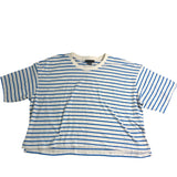 Women's Boxy Fit Over Sized Blue Striped T-Shirt