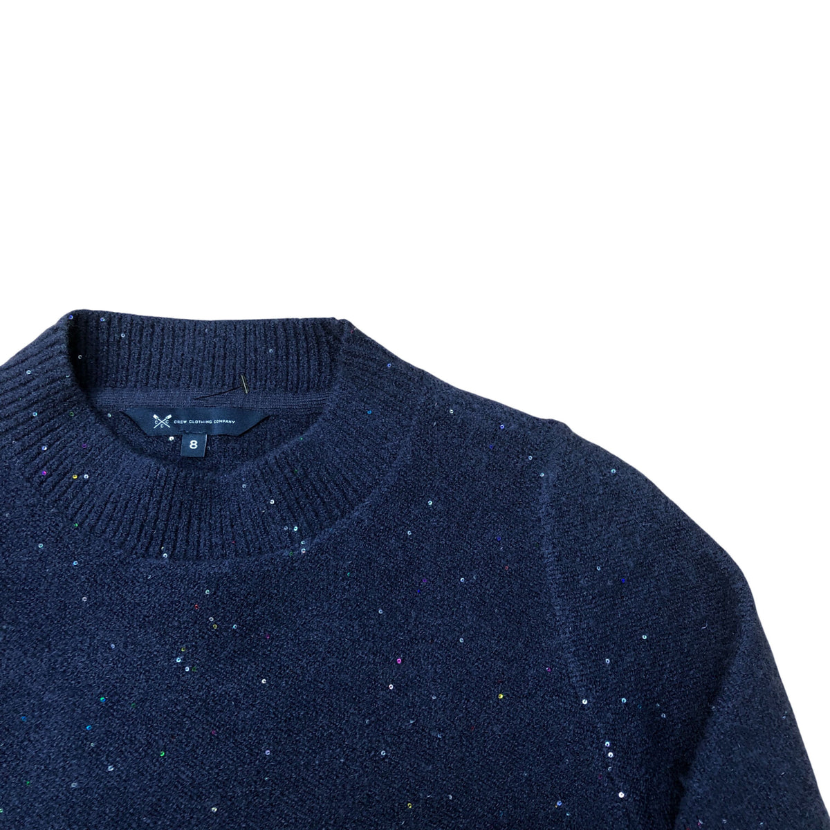 Crew Clothing Company Navy Sparkle Crew Neck Sweater Size 8