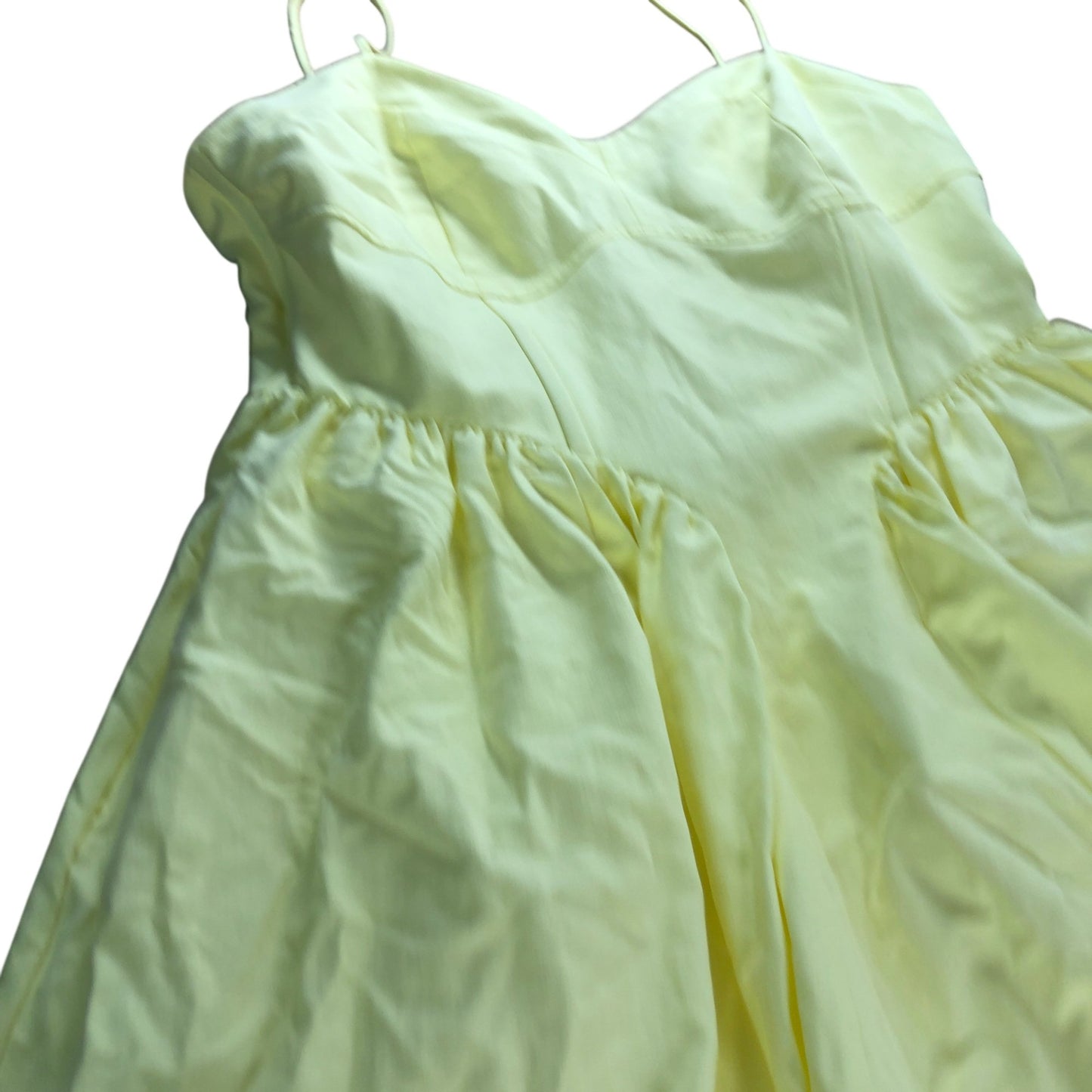 River Island Butter Yellow Volume Corset Detail Midi Dress - Size 18