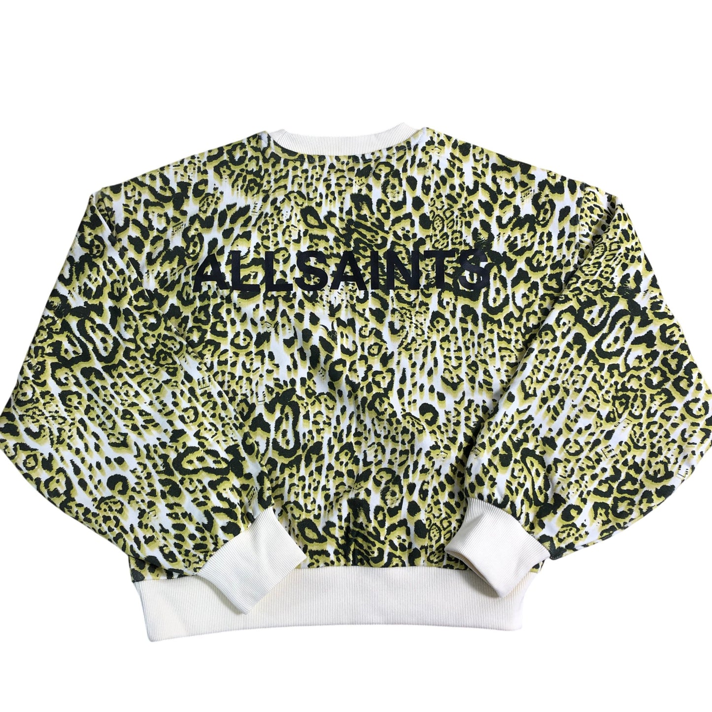 Allsaints Leopard Print Sweatshirt 9-10 Years Unisex Sweat Top Bright Green