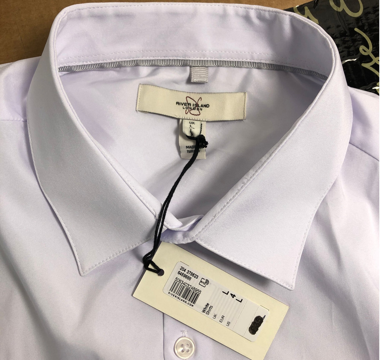 RIVER ISLAND Men's Casual Long Sleeve Shirt Size L Plain Light Purple