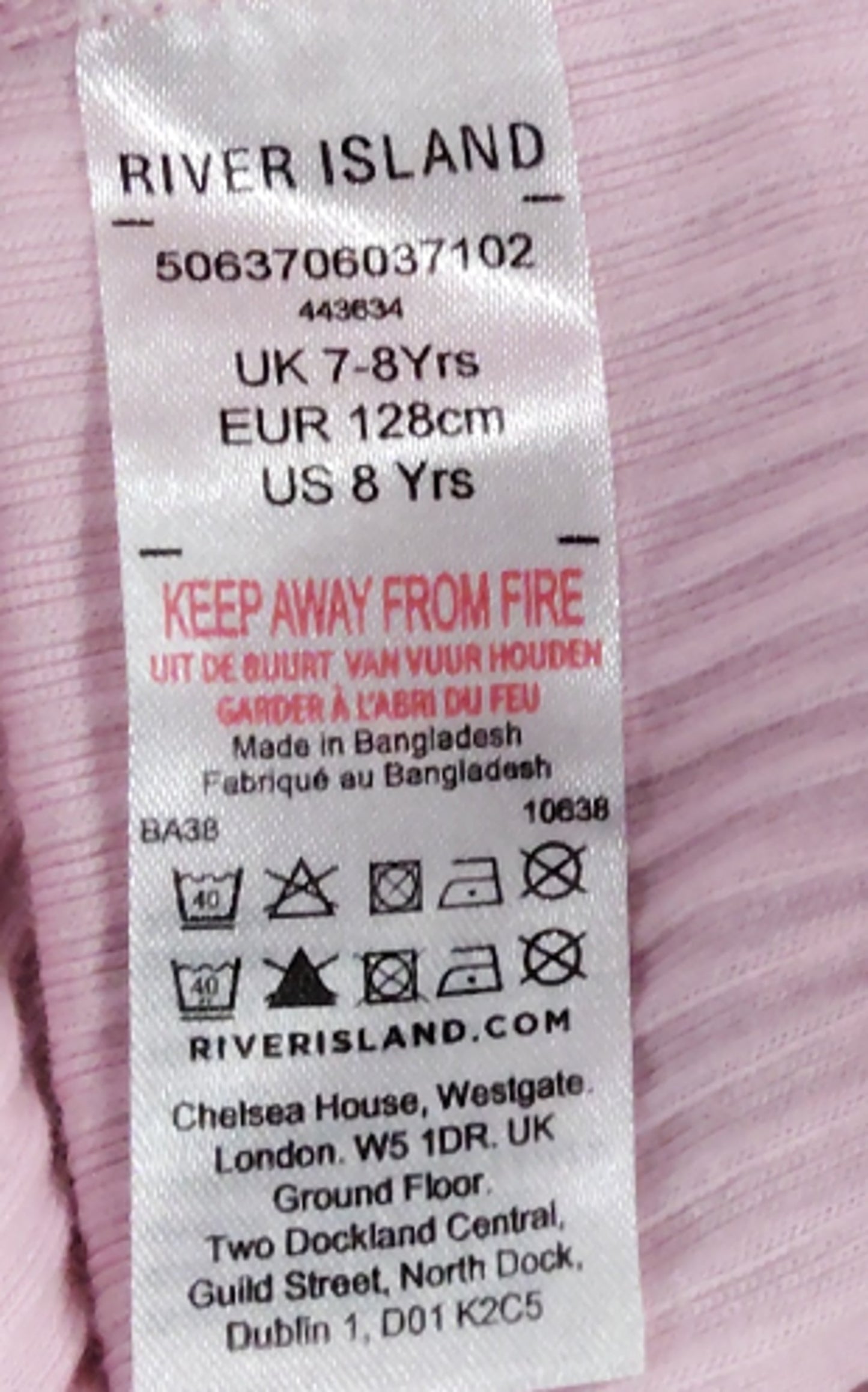 River Island Girls Pink Striped Playsuit 7-8Yrs Summer Ruffle Sleeves