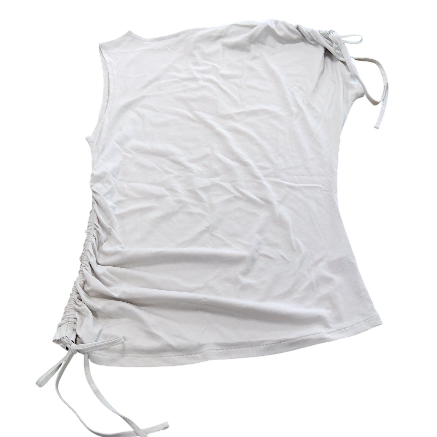 River Island XS Women's White Ruched Drawstring Top Light Beige