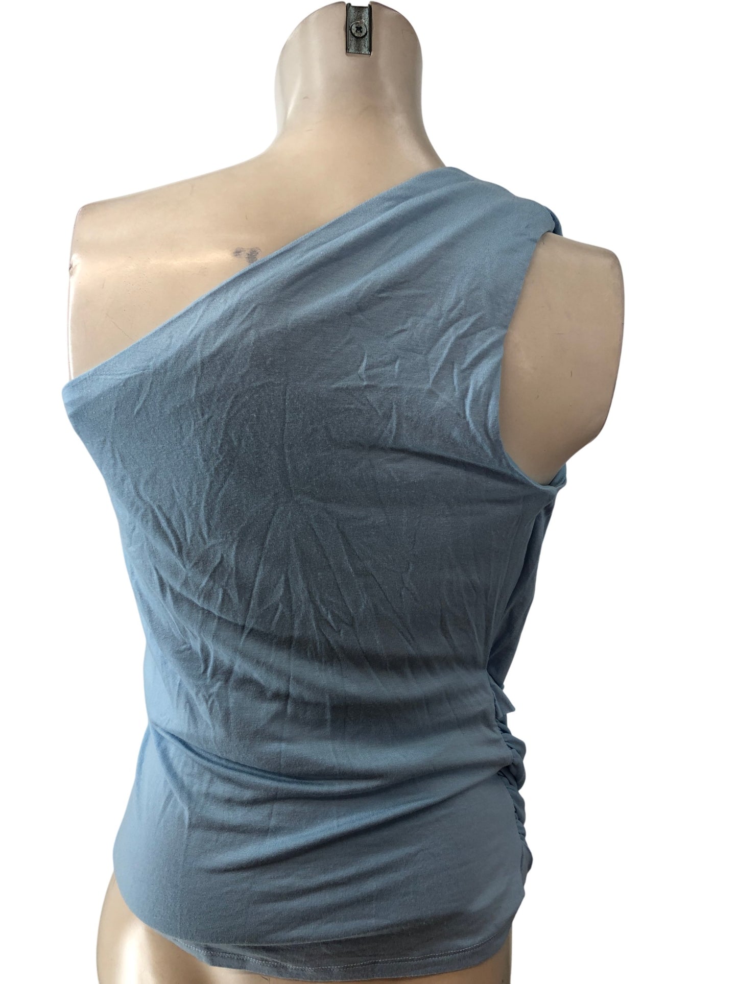 River Island Light Blue Women's One Shoulder Top Size M Floral Detail Casual