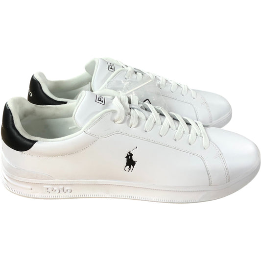 Polo Ralph Lauren Trainers UK12 Men’s Casual White Leather Upper Black Accents