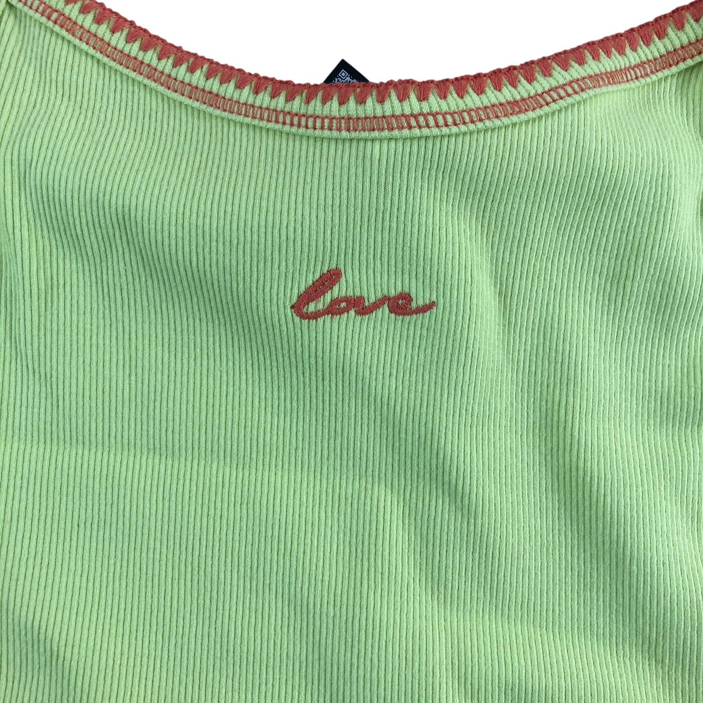 River Island Girls Crop Top Size 11-12 Years Bright Lime Love Embroidery