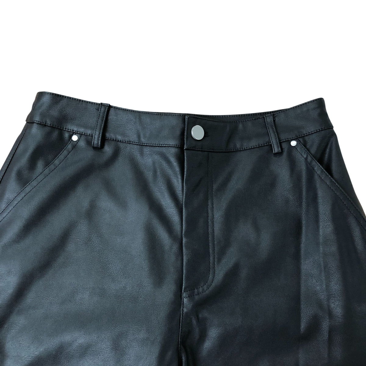River Island Women's Black Trousers Faux Leather High Waist Cropped Size 8