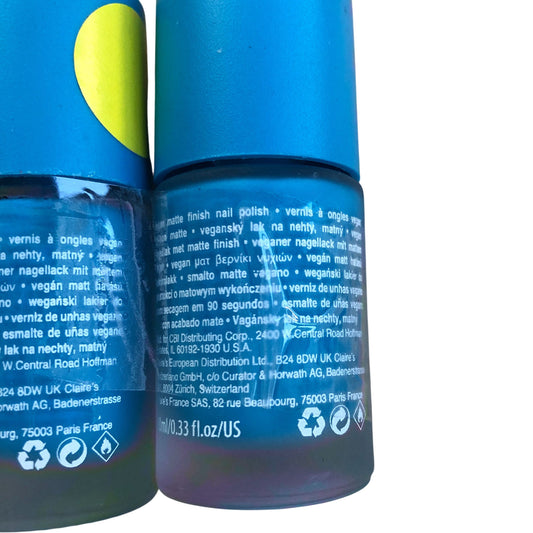 Claire's Matte Finish Nail Polish Duo Blue Vegan Non Toxic