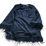 River Island Black Dress With Feather Hemline UK Size 18 Women's Party Elegant
