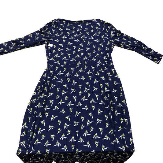 Floral Print Dress UK Size 8 Women's 3/4 Sleeve Navy Viscose Blend