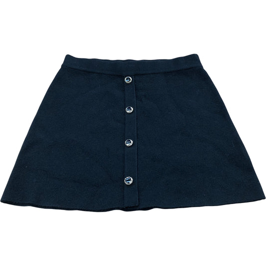 River Island Black Button Down A-Line Skirt UK Size 12 Women's Acrylic Blend