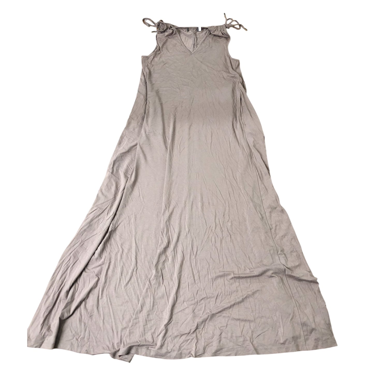 V Neck Tie Strap Light Brown Long Maxi Dress Size 12