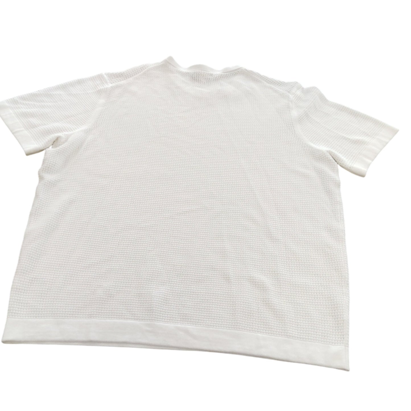 River Island Men's White XXL Short Sleeve V Neck Top Casual Knit Design