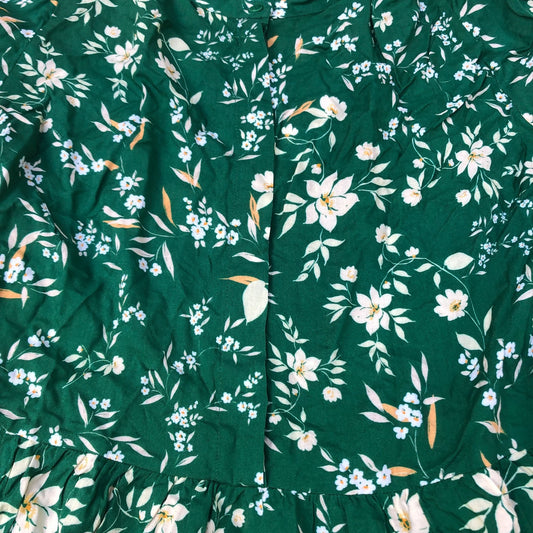 Baukjen Floral Pattern Green Midi Dress Size 14 Women's Eco Viscose Short Sleeve