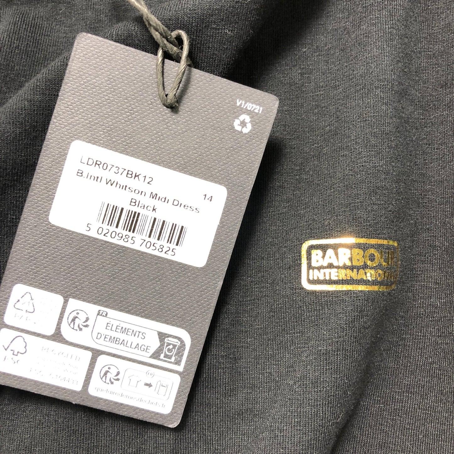 Barbour International Whitson Midi Dress UK12 Women's Black Cotton Casual Style