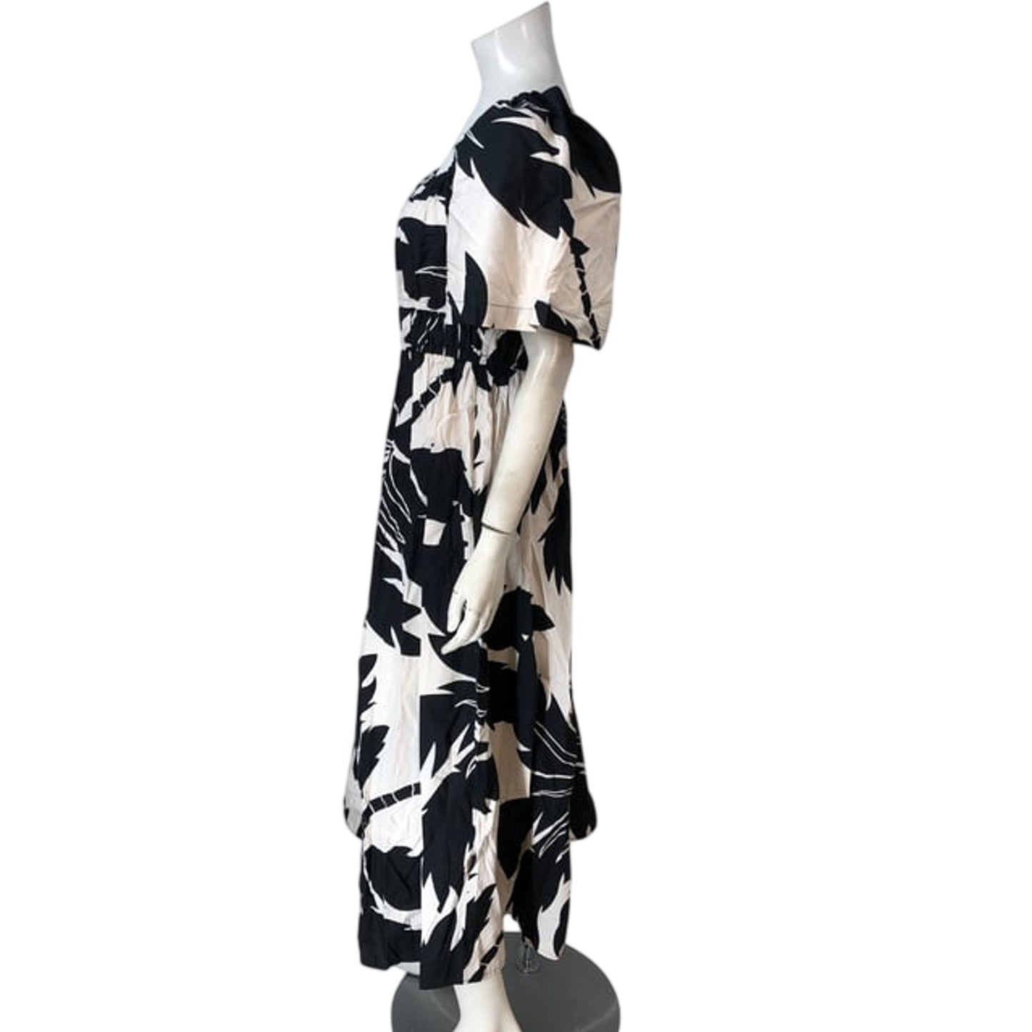 River Island Floral Print Maxi Dress Size 16 Women's Black White Summer
