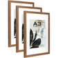 Three Brown Wooden Picture Frame Wall Mountable A3