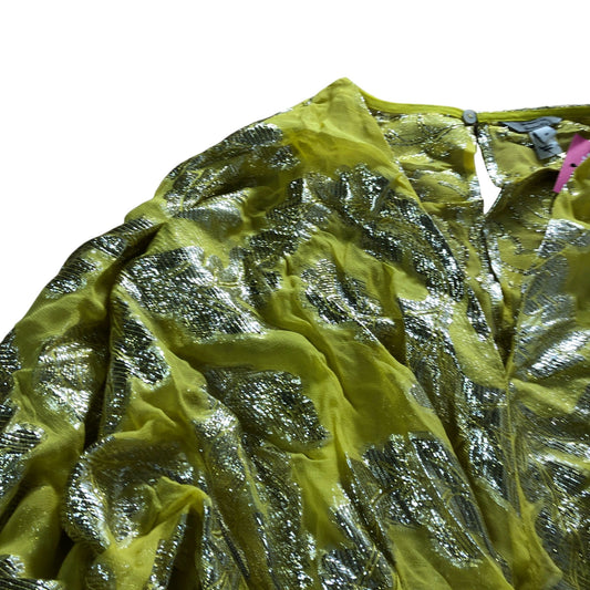 River Island Women's Yellow Floral Metallic Playsuit - Size 6