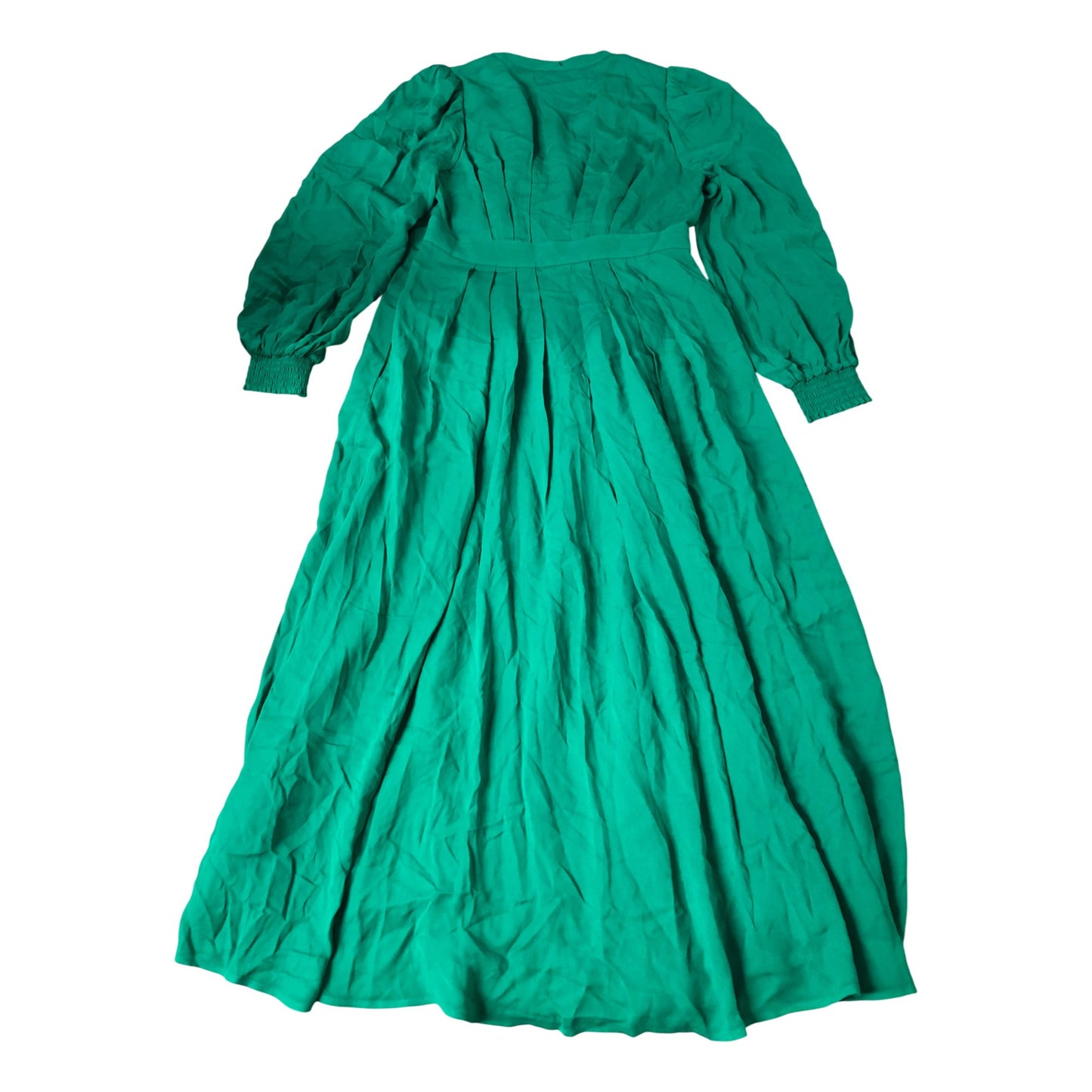 Green Maxi Dress Women's Elegant V Neck Long Sleeve Viscose Size 14