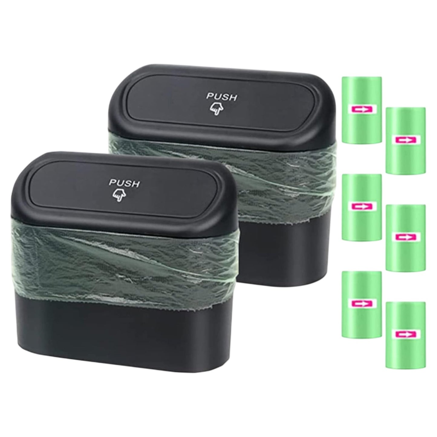 Einesin Car Trash Can Model Compact Waste Bin With Push Lid 2 Pieces