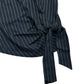 River Island Black Striped Tie Front Top