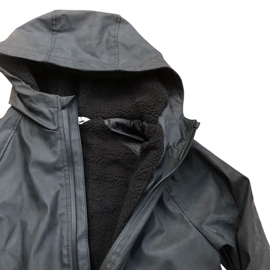 Kids Fleece Lined Shower Resistant Black Hooded Jacket