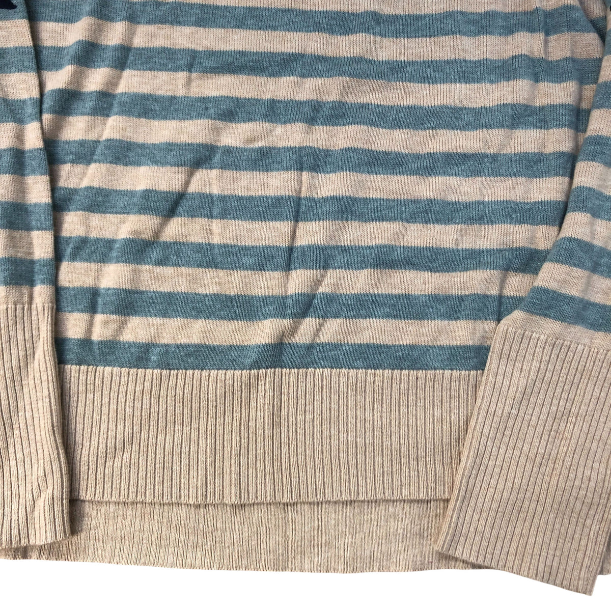 Striped Floral Sweater 12 Women's Organic Cotton Blend Jumper