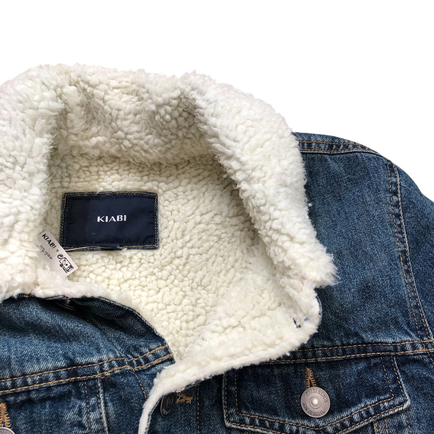 Kiabi Denim Jacket Women's Size S Sherpa Lined Casual Outerwear