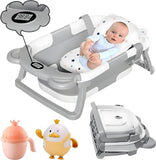 MATERCUBS Collapsible Baby Bath Tub with Seat Support Cushion Grey 0-24 Months