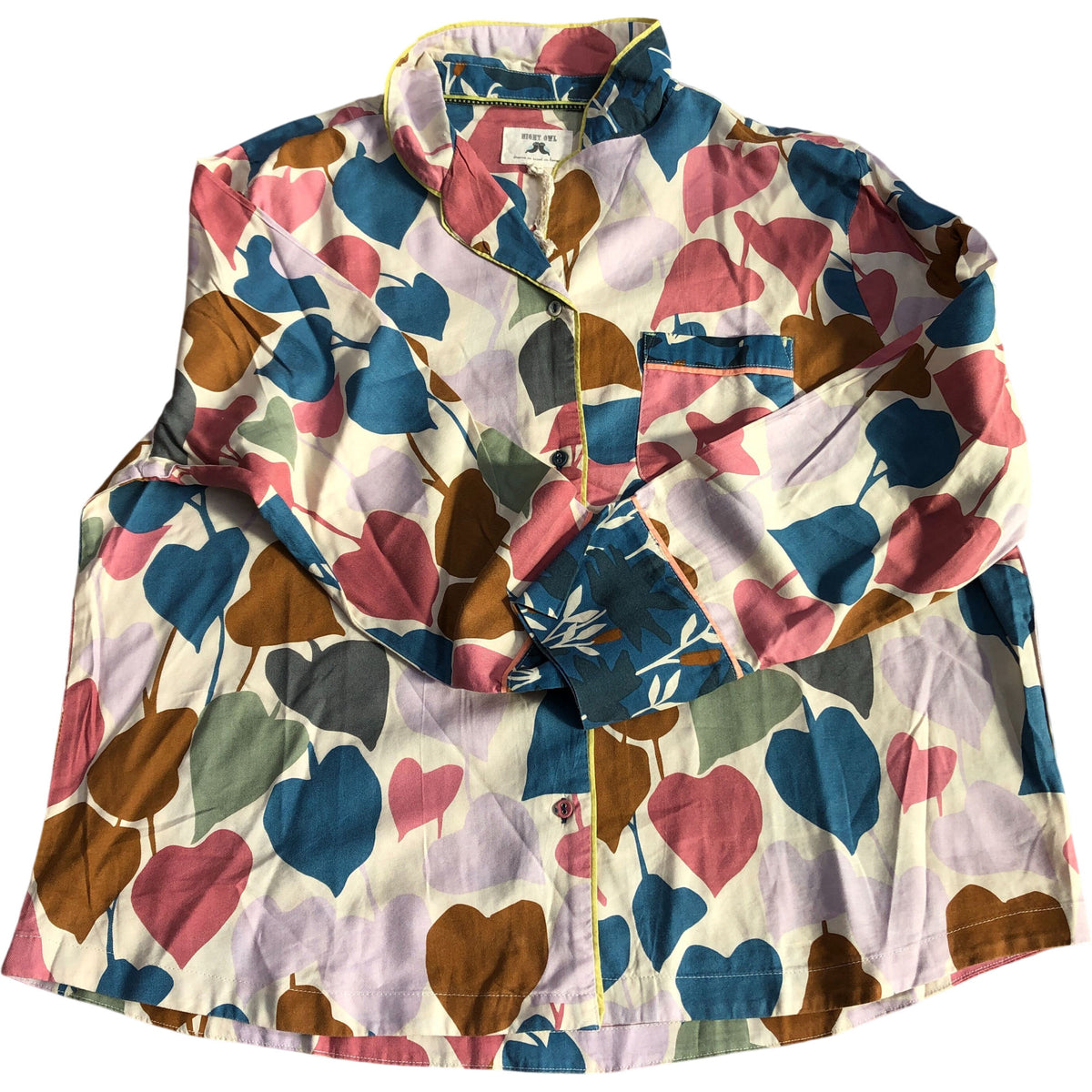Colourful Leaf Print Shirt Size XL Women's Casual Long Sleeve Top