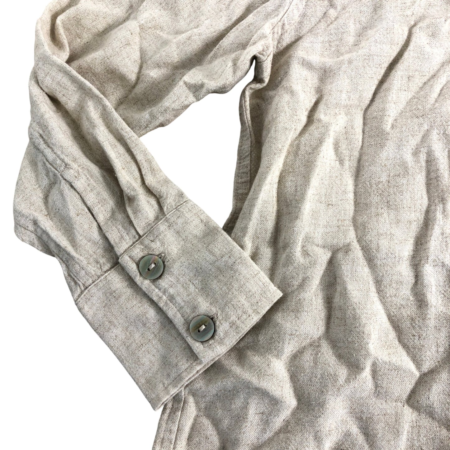 River Island Women's Size Small Cream Button Up Long Sleeve Shirt Linen Blend