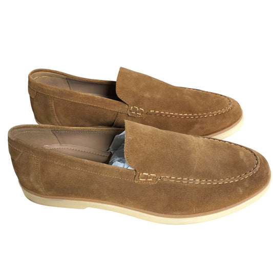 Suede Loafers UK11 Mens Casual Slip On Brown Leather Upper Shoes