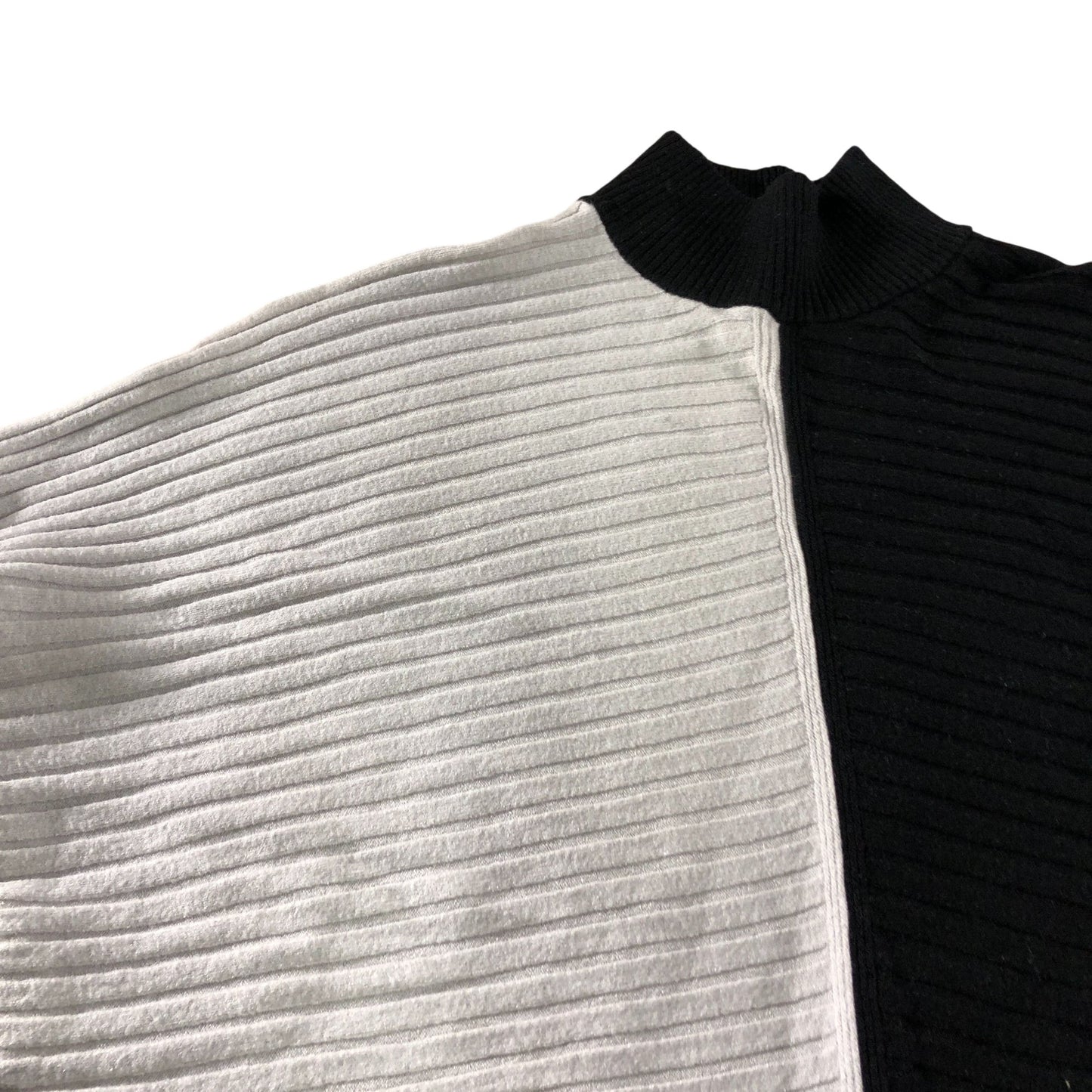 River Island Colour Block Sweater Size S Women's Black White Ribbed Knit