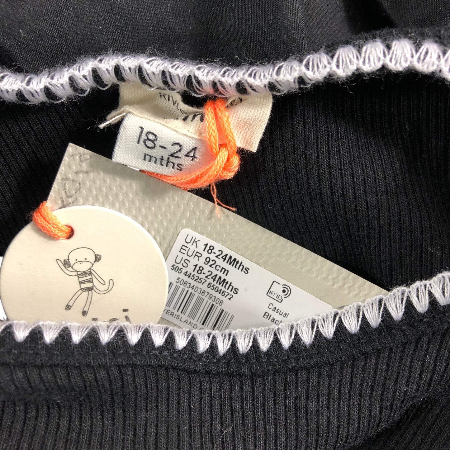 Riviera Casual Black Dress 18-24 Months Girls Ruffle Hem Cotton Summer