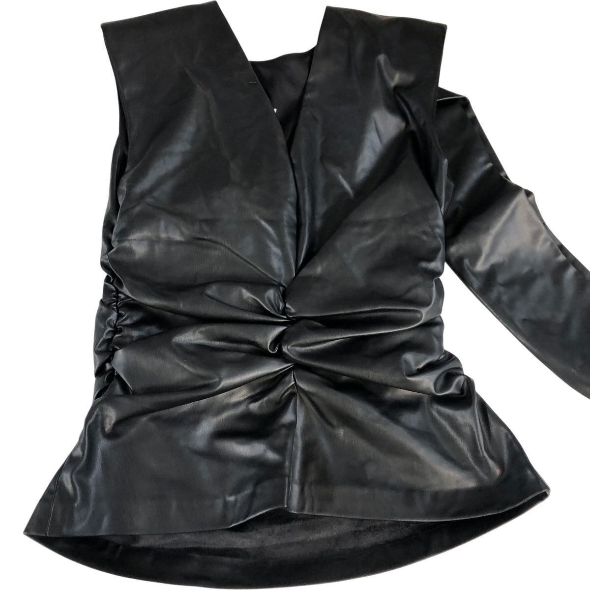River Island Black Faux Leather Scarf Top Women’s Sleeveless Stylish Blouse