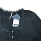 Washed Black Smocked Buttoned Top