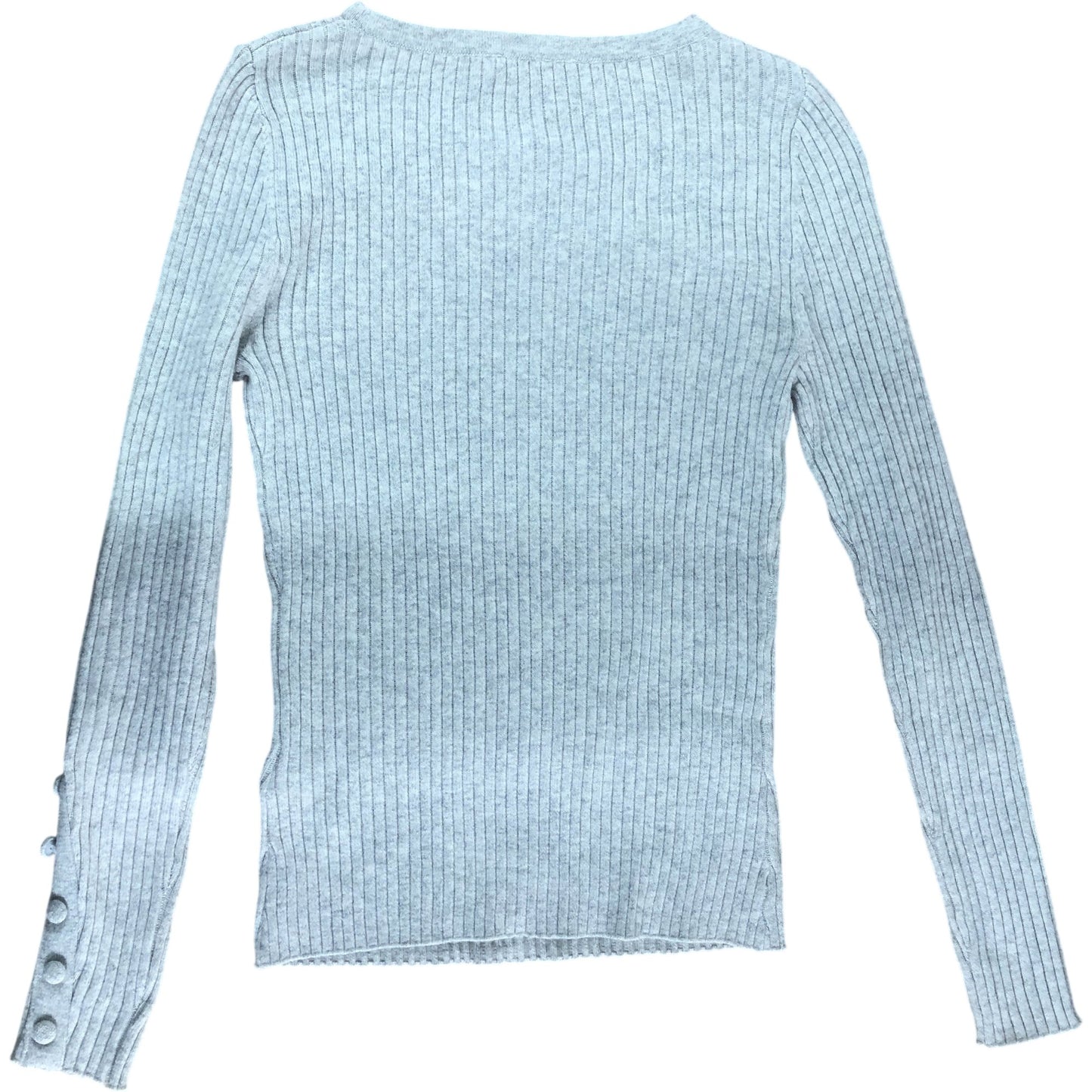 Branded Women's Light Grey Ribbed Knit Sweater UK Size 10 Long Sleeve