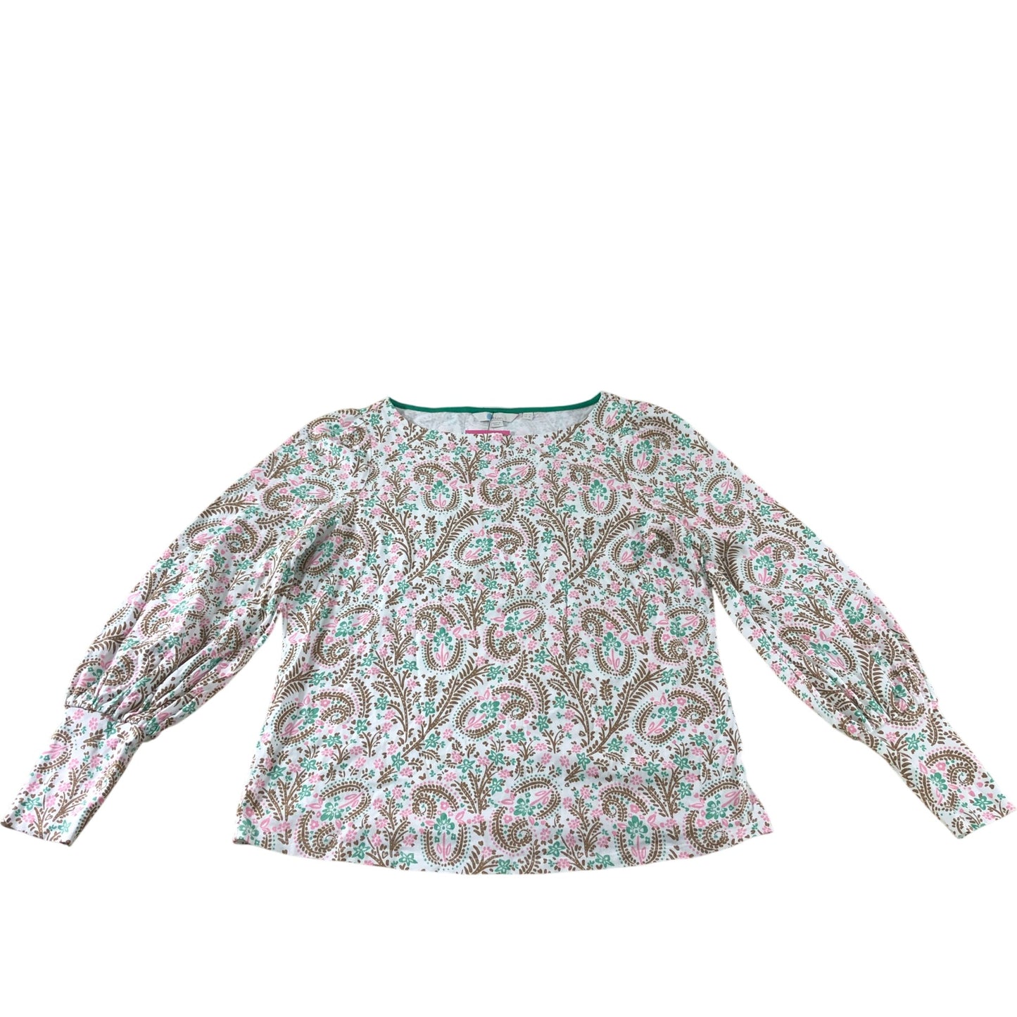 Pink/Green Paisley Long Sleeve Top - Size 12