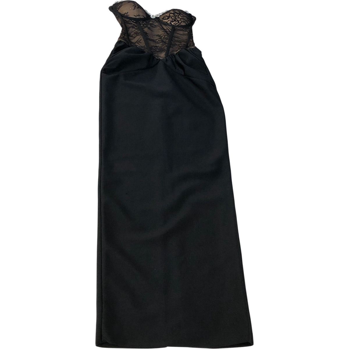 River Island Women's Bodycon Dress UK8 Black Lace Detail Long Evening