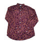 Autumn Floral Print Long Sleeve Shirt Classic Fit Deep Red Size S