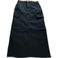 Branded Black Denim Midi Cargo Skirt - Size 6