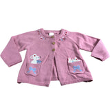 Girls Pink Mouse Pet Teapot Pocket Appliqué Cardigan 4-5 Years