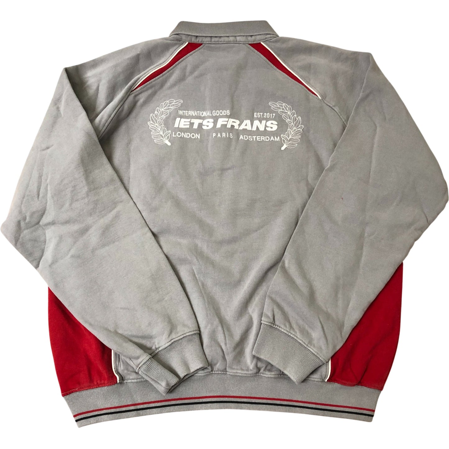 IETS FRANS Pullover Collared Sweatshirt Grey Red Cotton Size Small