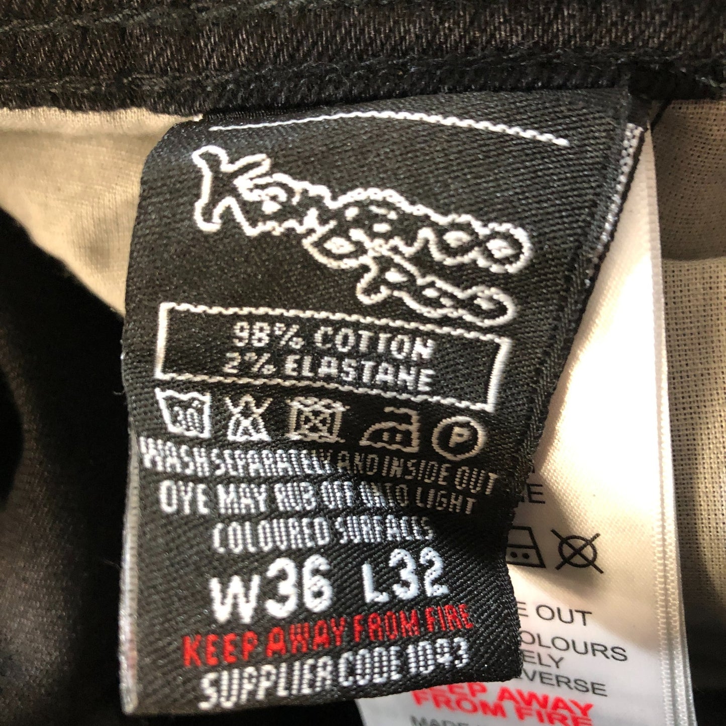Kangaroo Poo Black Jeans W36 L32 Men's Stretch Cotton Slim Fit Classic Style