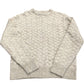 River Island Chunky Knit Sweater Wool Blend Cream Herringbone Pattern Size M
