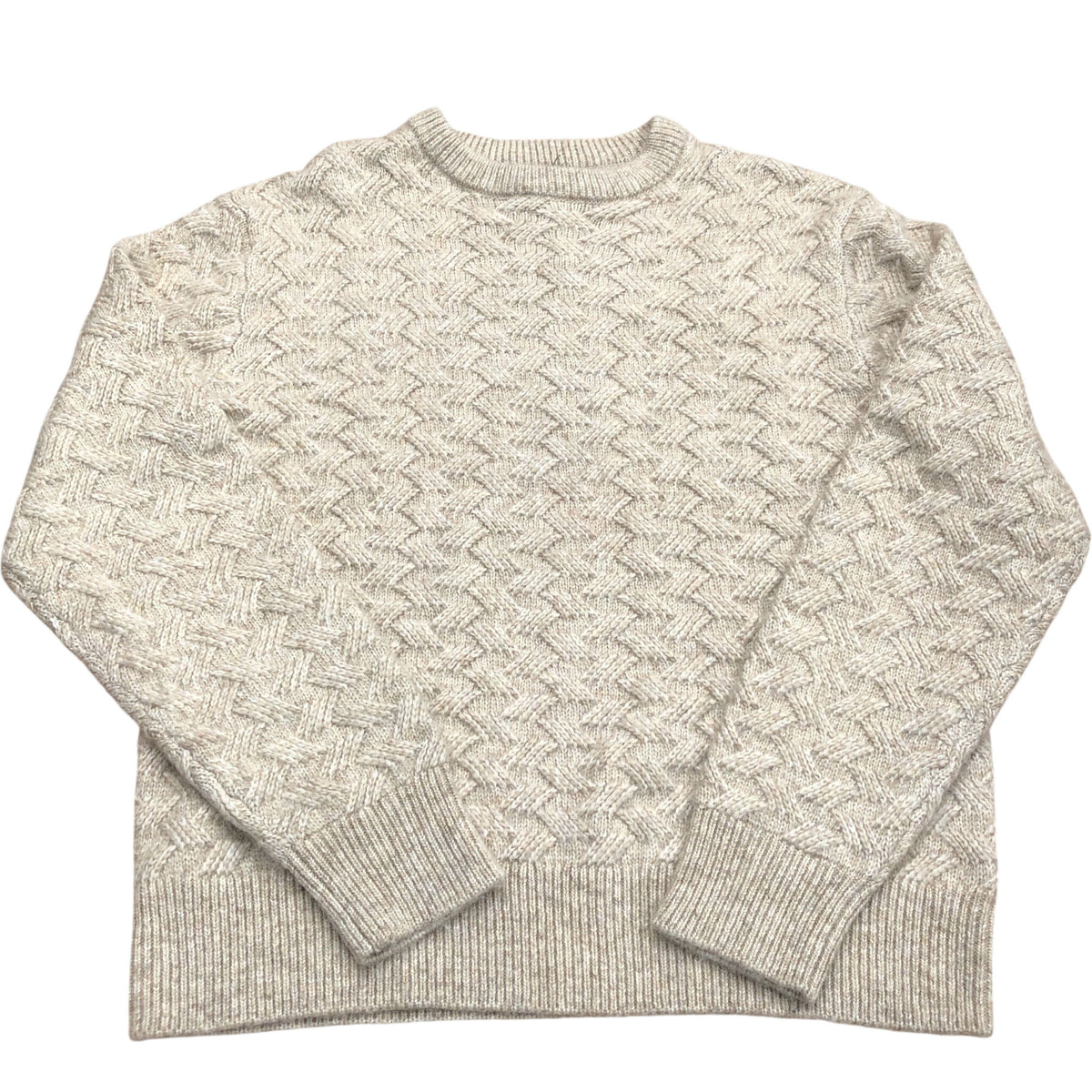 River Island Chunky Knit Sweater Wool Blend Cream Herringbone Pattern Size M