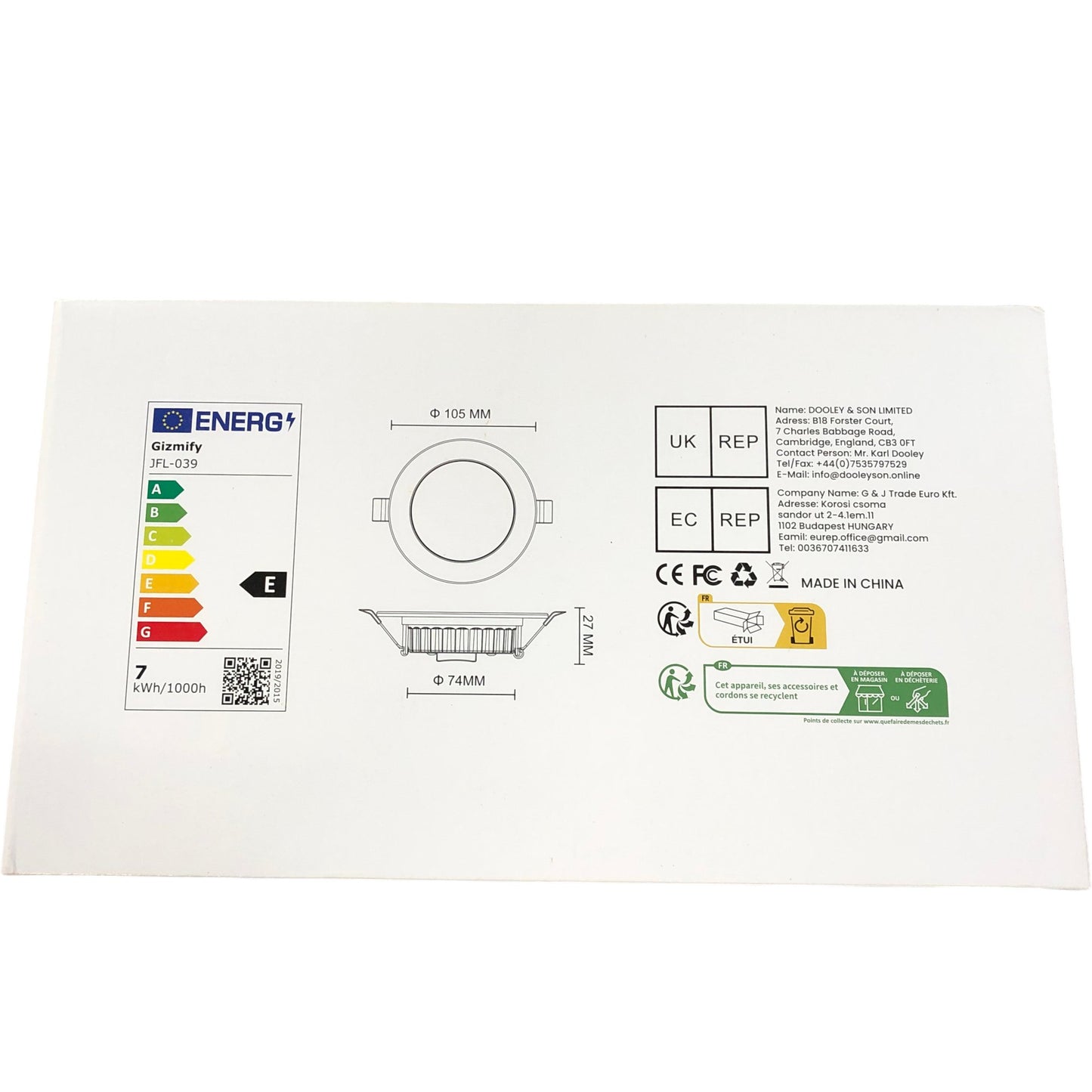 Gizmify Recessed Dimmable Ceiling Light 6 Pack 7W Energy Saving LED Adjustable